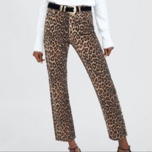 Zara Cheetah Pants - moderate flare bottom
